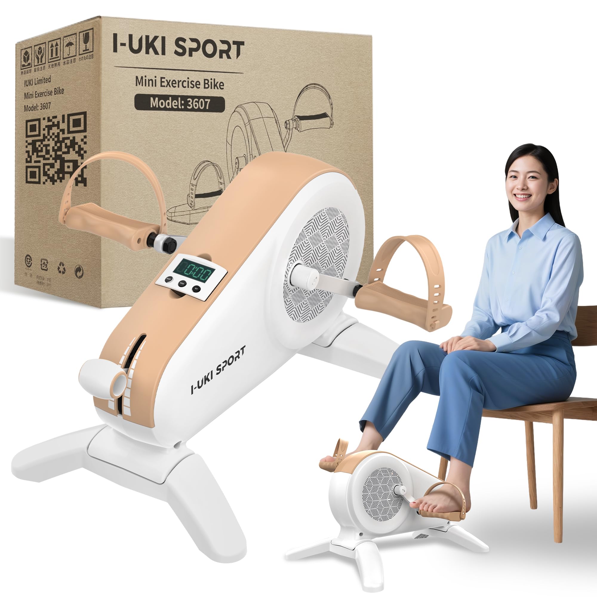 I-uki Sport ミニエアロバイク 小型 家庭用 静音 マグネット8段階負荷 液晶メーター 軽量 コンパクト 省スペース