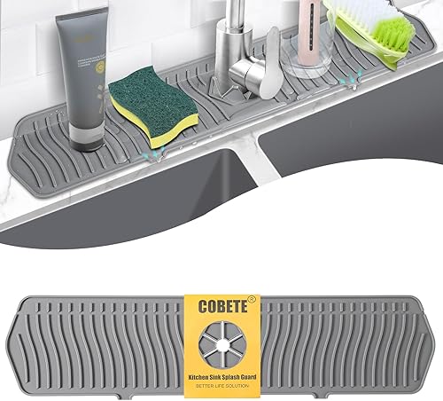 Miniatura 8 de Protector contra salpicaduras para fregadero de cocina, tapete de grifo de 5 de 24 pulgadas, bandeja de recogedor de goteo, multiusos para secar