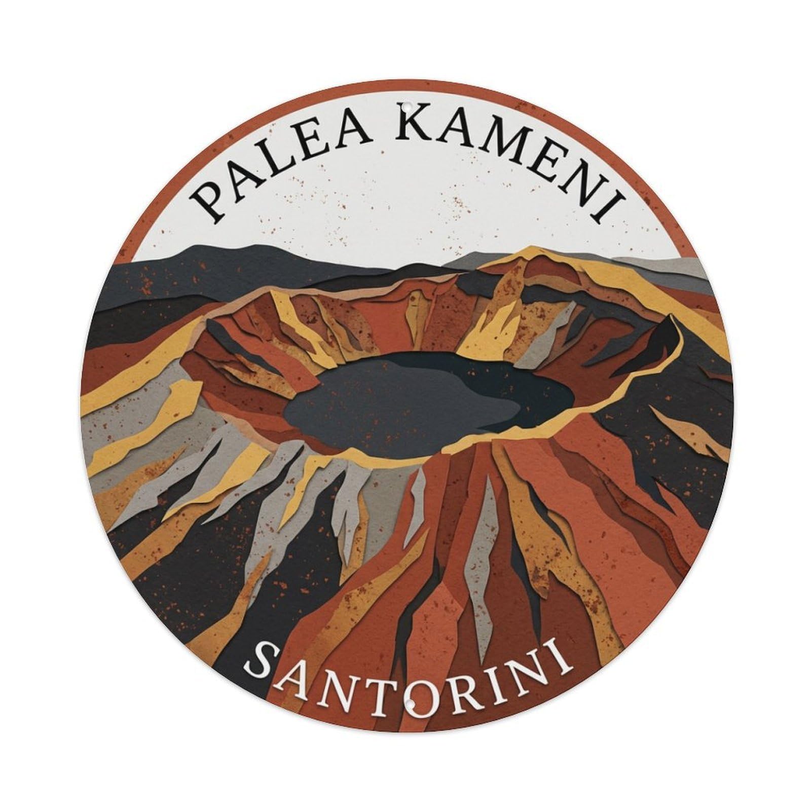 Galvaxio Style Vintage Travel Palea Santorini Crater Metal Tin Sign