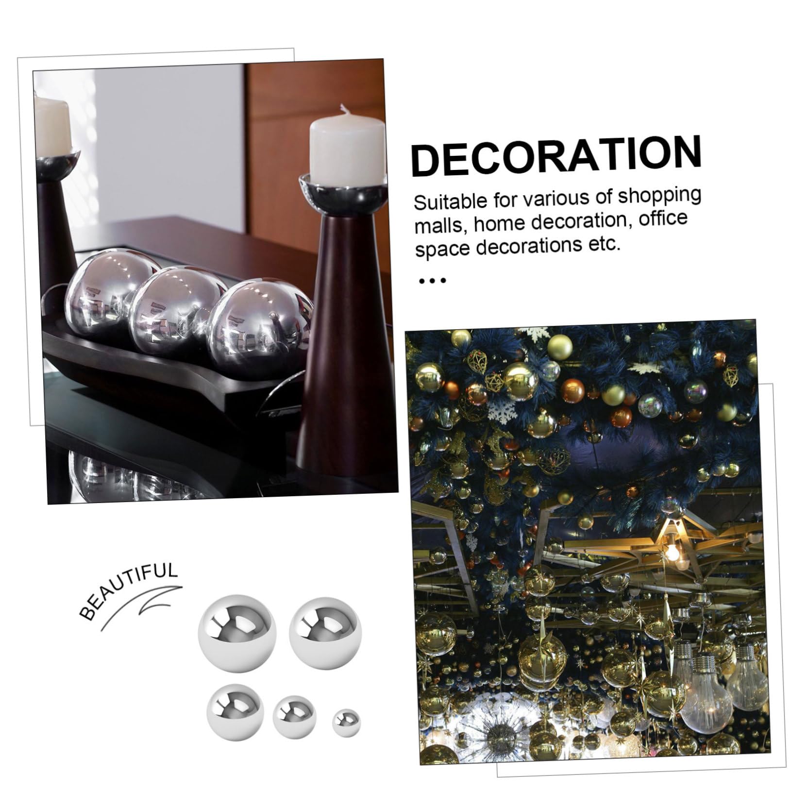 5pezzi Sfera Galleggiante Acciaio Inossidabile Lucido Di Sfere Decorative Per Giardino e Laghetto Globo Riflettente Per Interni Ed Esterni Varie