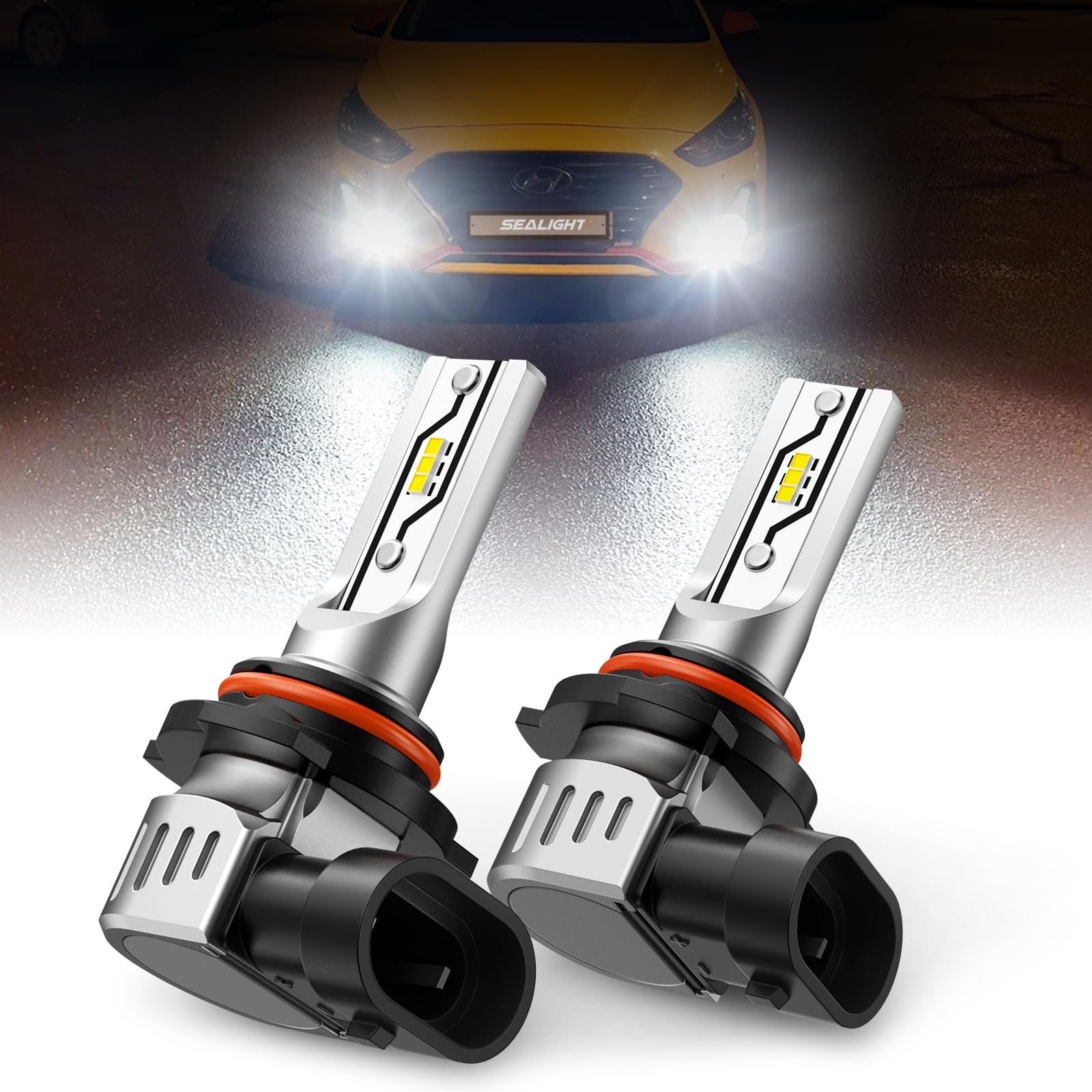 SEALIGHT 9006/HB4 Fog Light Bulbs or DRL, 12000LM 9006 Hb4 Fog Lamp Bulbs 6500K White Fog Lights or Daytime Running Light 1:1 Size Plug ANG Play, Non-Polarity, Interior Lighting, Pack of 2ClimatePartner certified