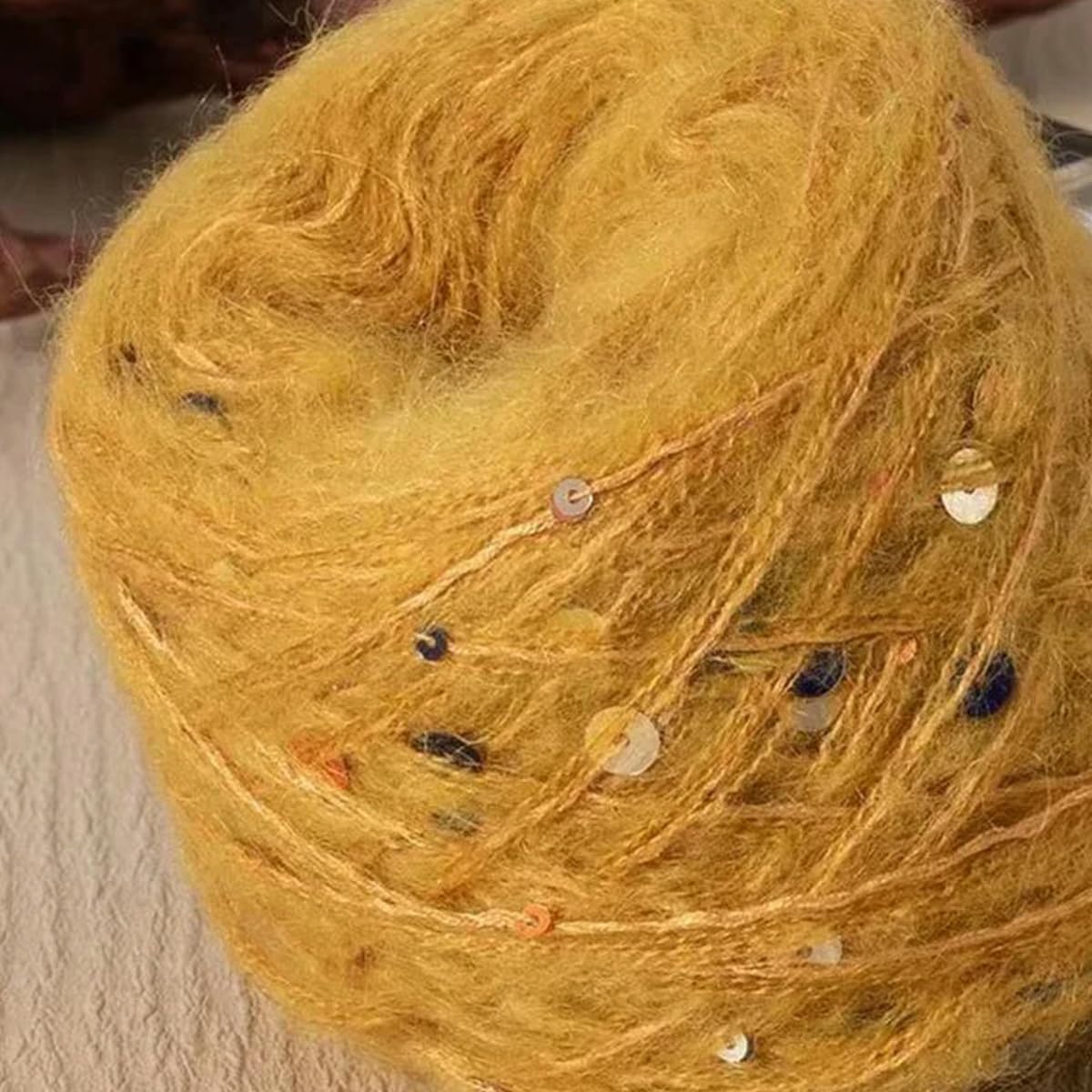 Filato 100g Mohair con Paillettes Lucide per Lavorare a Mano all'Uncinetto Maglioni Cappelli Borse Fai da Te Sciarpa Lana Morbido Filo