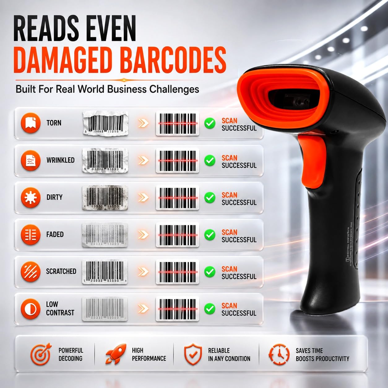 2D Wireless Barcode Scanner with Bluetooth, 2.4GHz USB Receiver & USB Wired Connection | 3-in-1 QR & Barcode Scanner for PC, Laptop, POS, Mobile, Tablet | CMOS, Plug & Play 3