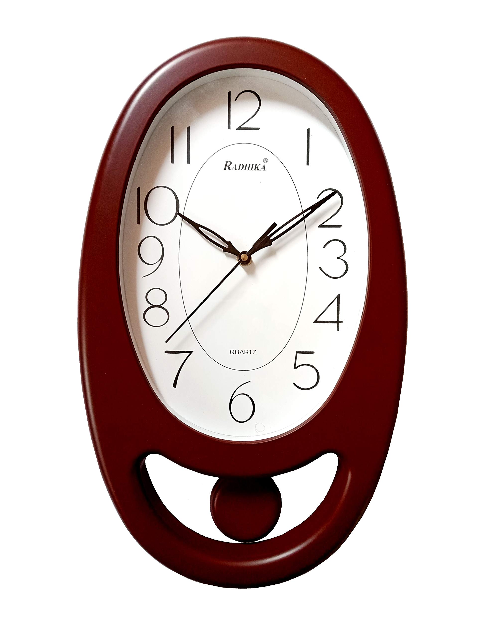 LYONIC Oval Shape Pendulum Wall Clock for Home,for Office,Living Room Decorative Wall Clock (24cm x 39 cm x 5cm)-image-12