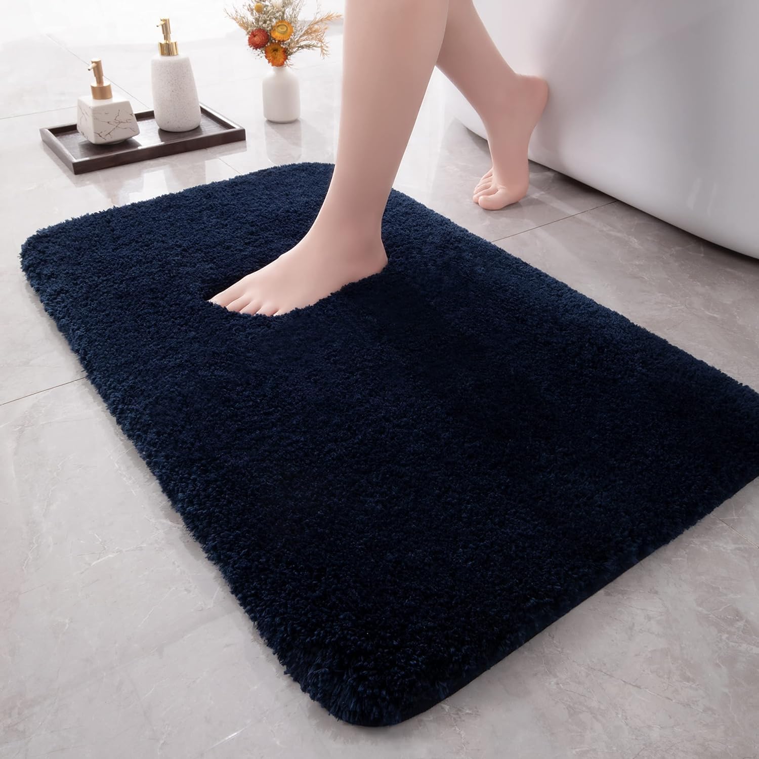 MAXOSHINE Microfiber Bathroom Mat Anti Skid-Highly Absorbent Super Soft Door Mats for Home Kitchen Living Room-2000 GSM Floor Mat (Blue, 40x60 cm-Pack of 1)