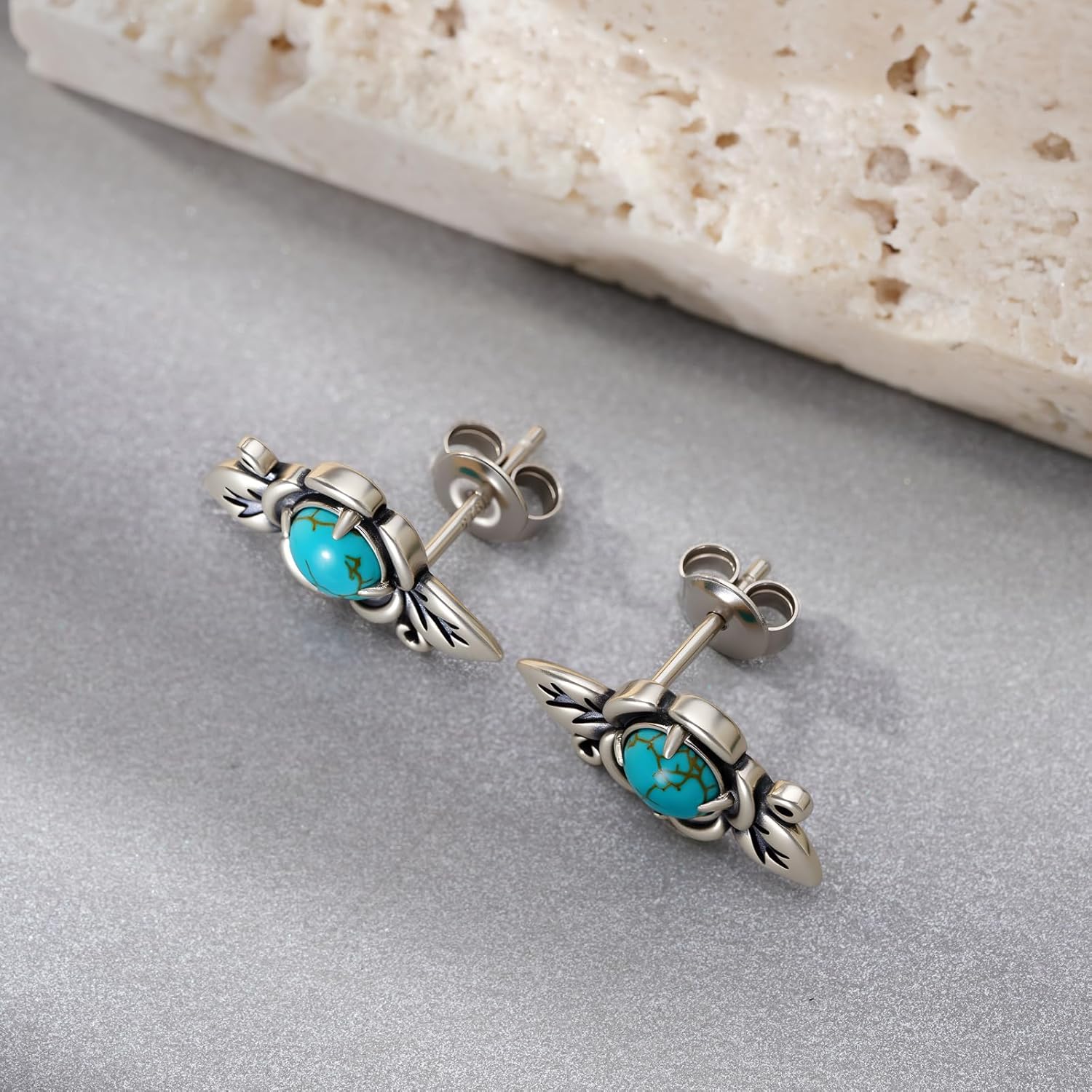 Genuine Turquoise Earrings 925 Sterling Silver Boho Flower Earrings Nature Gemstone Jewelry Real Turquoise Jewelry for Women - Image 3