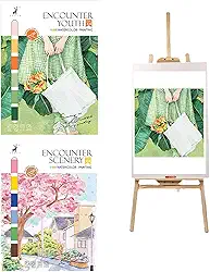 Pacote com 2 Livros de Colorir de Água - Kit de Pintura em Aquarela para Adultos - Tufeifrank