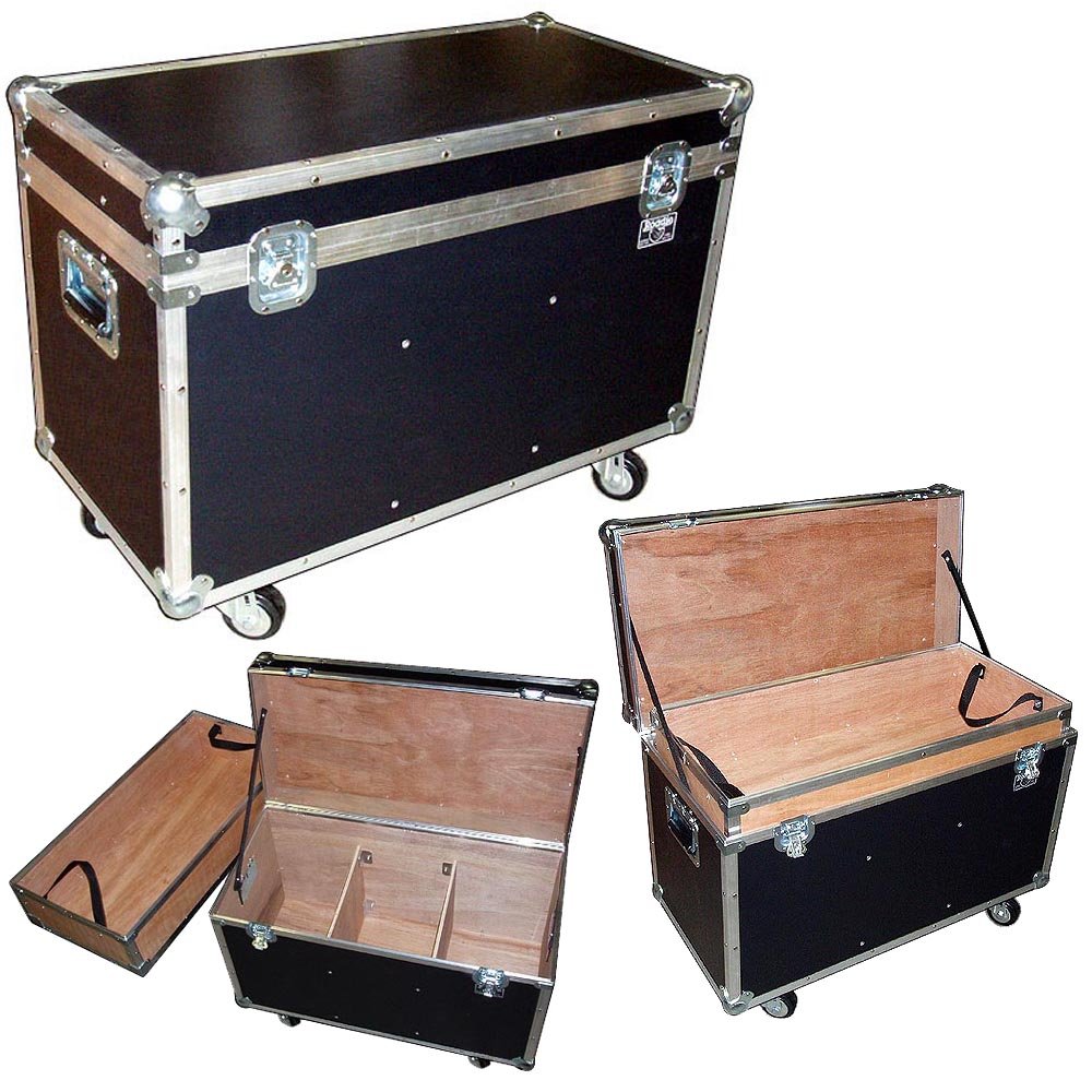 31 Inch Bully Supply ATA Trunk Case with Wheels - Top Tray - 2 Dividers - Light Duty 1/4 Ply - Black