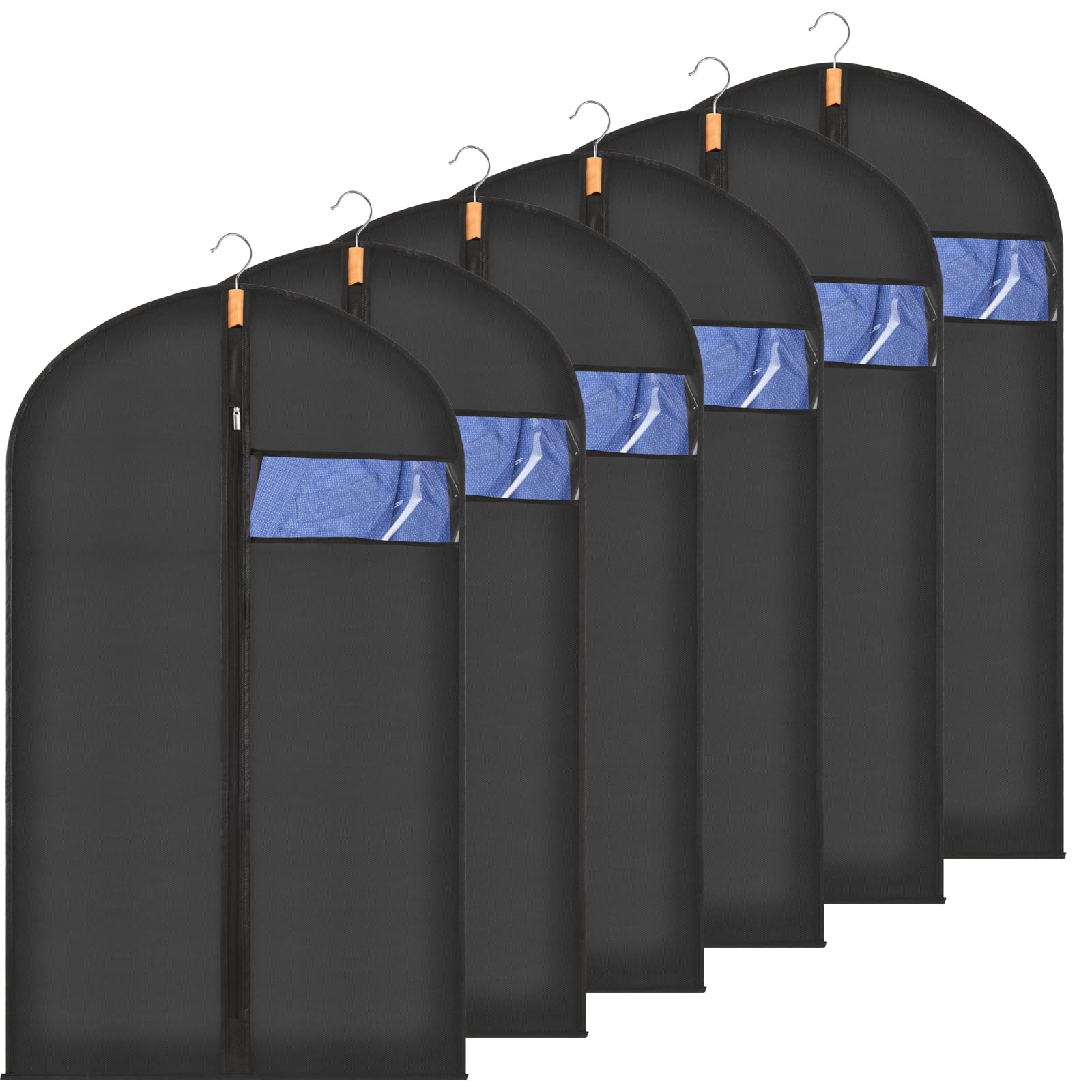 Sevenpers 6 Pack Suit Bags Garment Bags for Hanging Clothes Waterproof Dustproof Moth-proof Clothes Covers with Zip