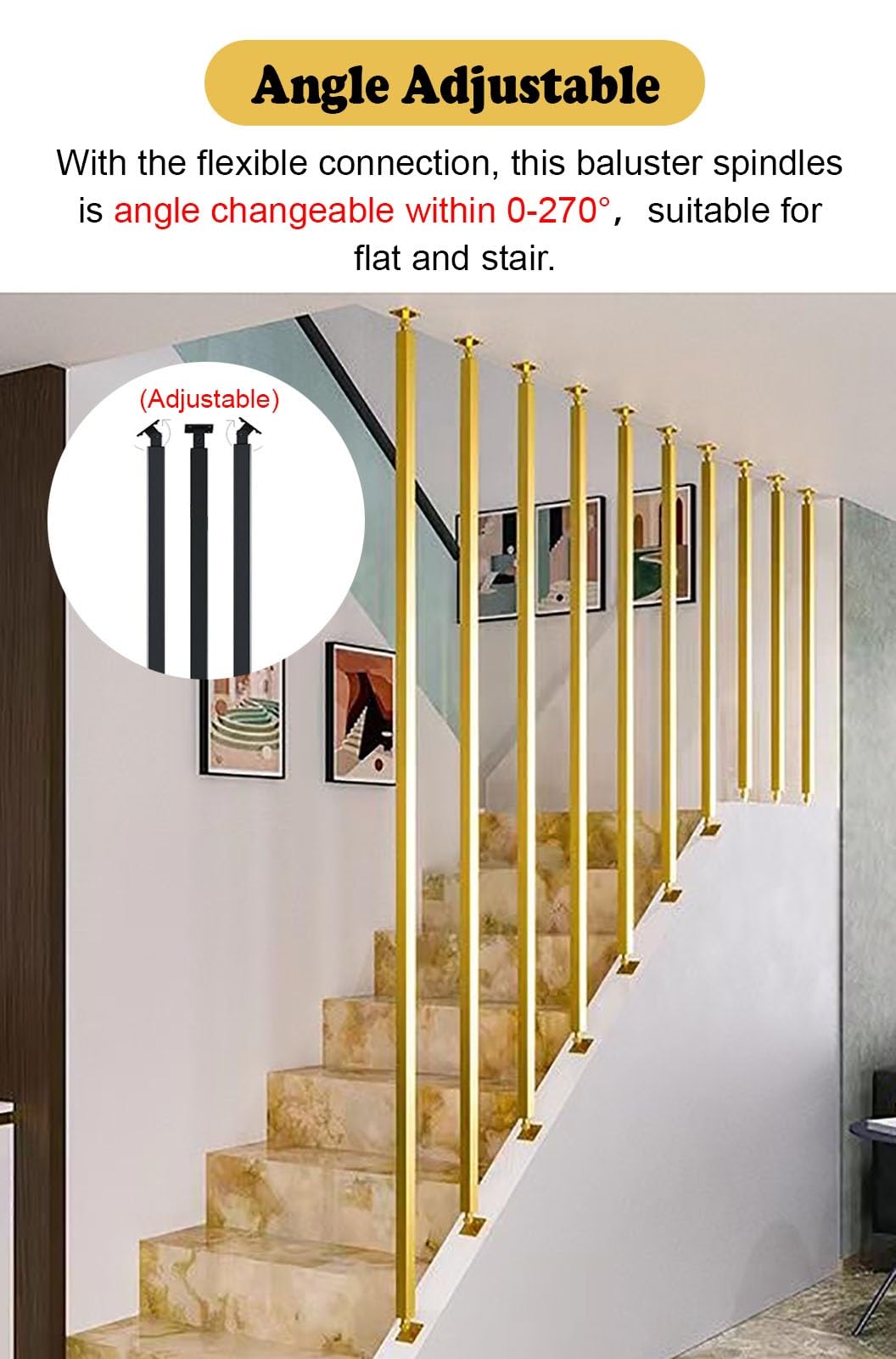 Ringhiera Per Scale Balaustre in metallo per scale interne, Spine di coperta di lunghezza personalizzabile per scale in piano e in pendenza, Decorazione dei gradini delle scale(White,145m/57.1in/4.8ft