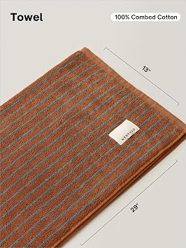 WENSHUO Fluffy Caramel Striped Hand Towel,100% Combed Cotton,Soft Absorbent