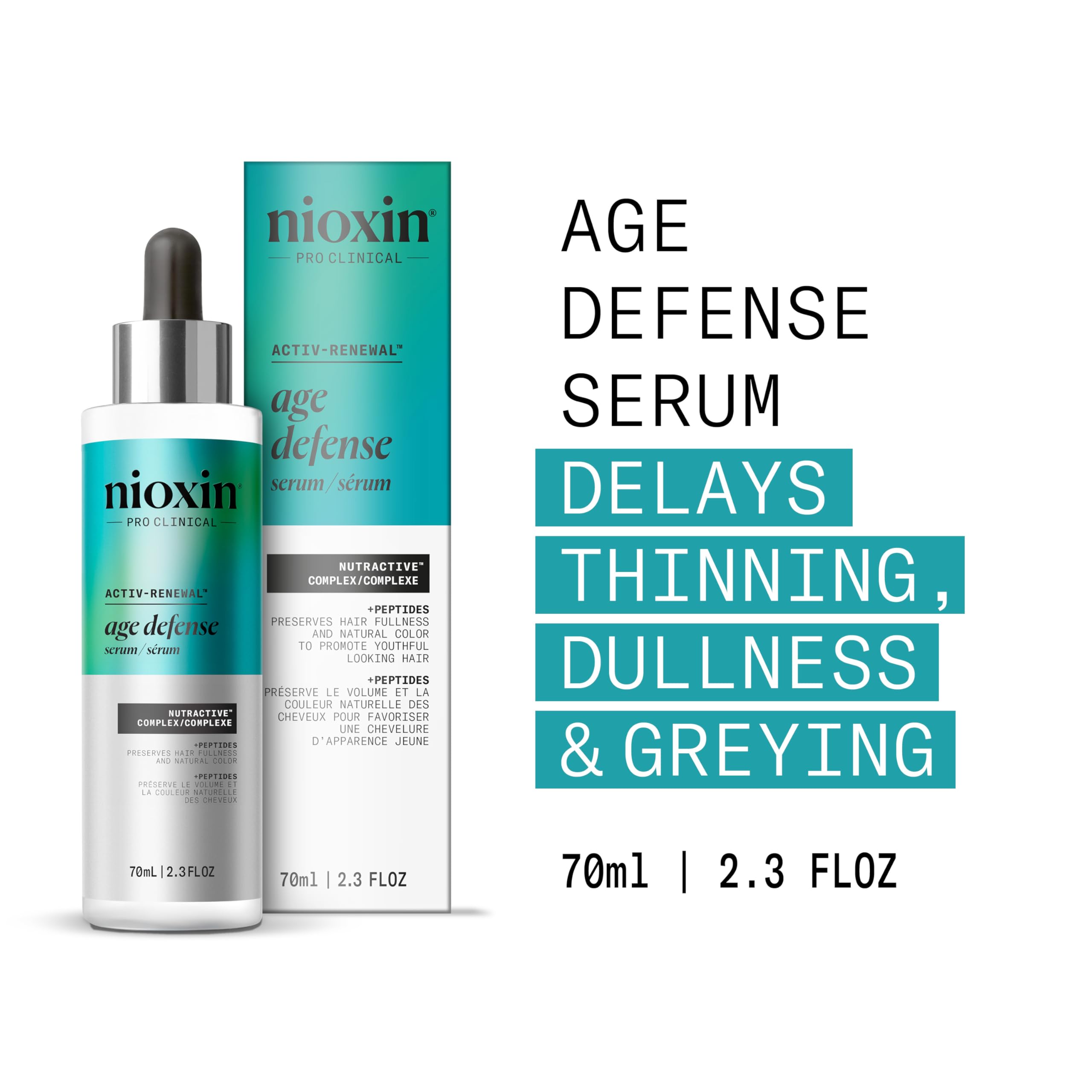 Nioxin Age Defense Anti-Aging Hair Serum | Leave-in Scalp Treatment with Peptides | 2.3 Fl Oz | 70mL