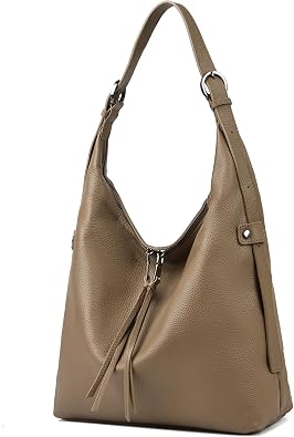 Genuine Leather Hobo Bags for Women - Soft Pebbled Leather Crossbody Shoulder Purse, Medium Slouchy Tote Handbag