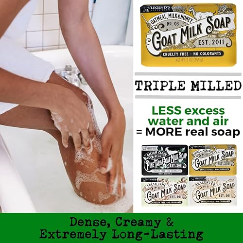 Miniatura 7 de Legends Creek Granja jabón de leche de cabra triple molido barra de limpieza hidratante manos y cuerpo espuma cremosa y nutritiva piel sensible