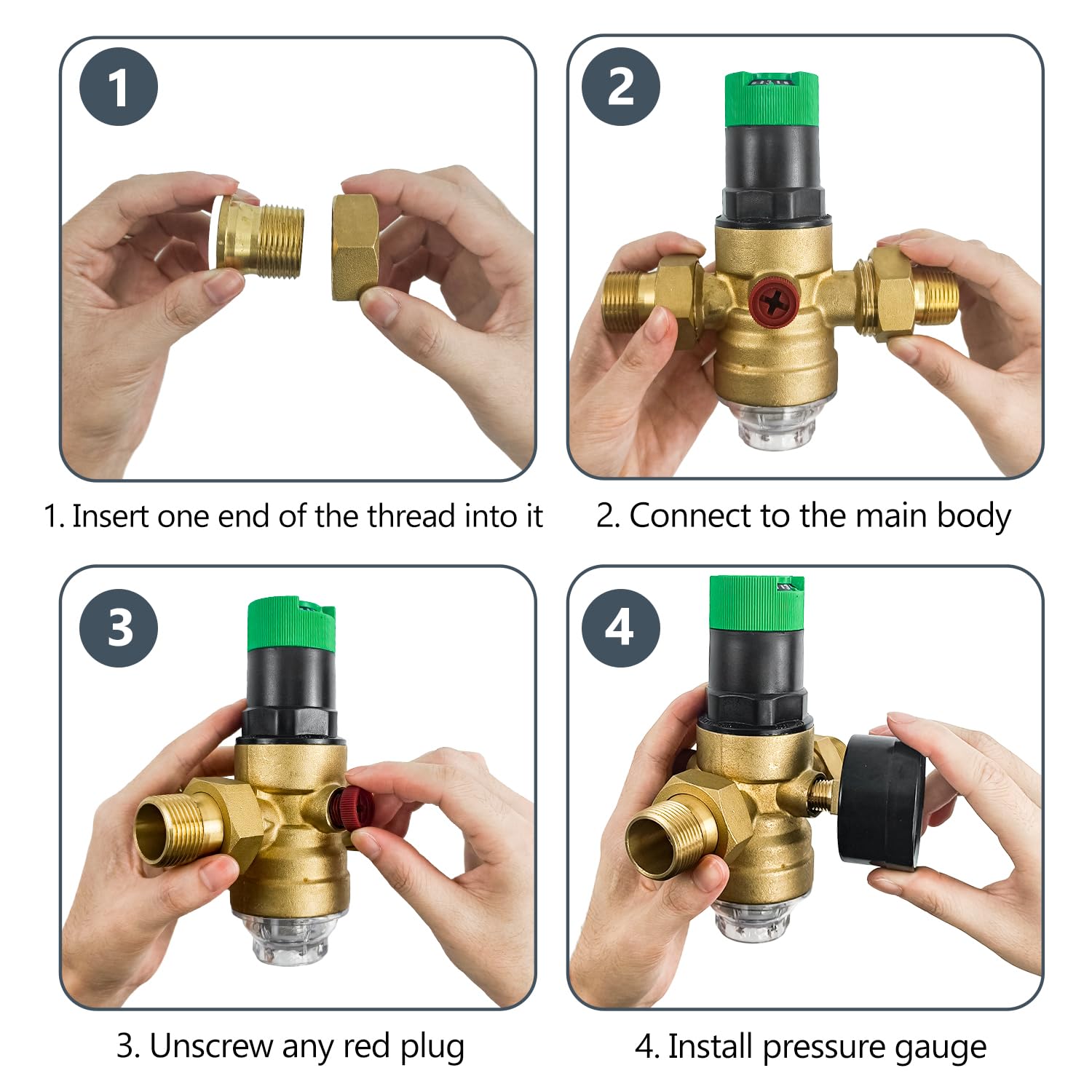 Regolatore di Pressione Acqua 3/4 pollice, DN20 Regolabile Riduttore di Pressione Acqua,con Manometro Pressione Acqua, Regolatore in Ottone per Negozi, Famiglia, Aree Esterne, Fabbriche