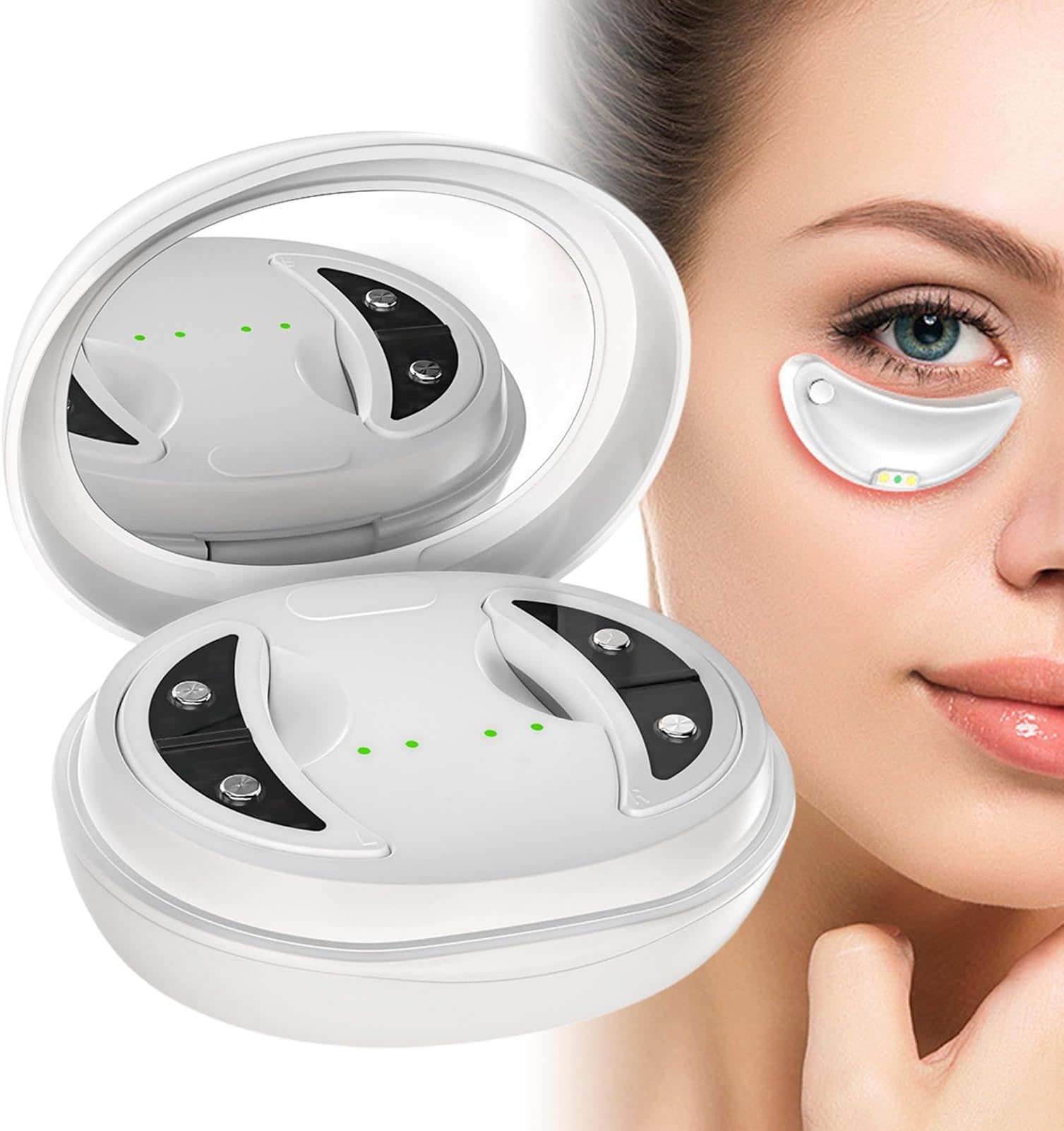 Red Light Eye Massager - Wireless Smart, Rechargeable Skincare Tool, Under Eye Firming, Soothing Warm Compression Pad, Portable Personal Wellness Equipment | Revitalising Care