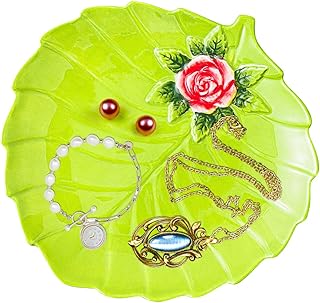 KXZ Handcrafted Ceramic Jewelry Tray with Embossed Rose Design, Elegant ...