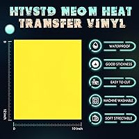 Vista 2 de Vinilo de transferencia de calor HTV de neón, 12 x 10 pulgadas, 10 hojas de vinilo de neón para planchar, verde neón HTV azul neón para camisetas