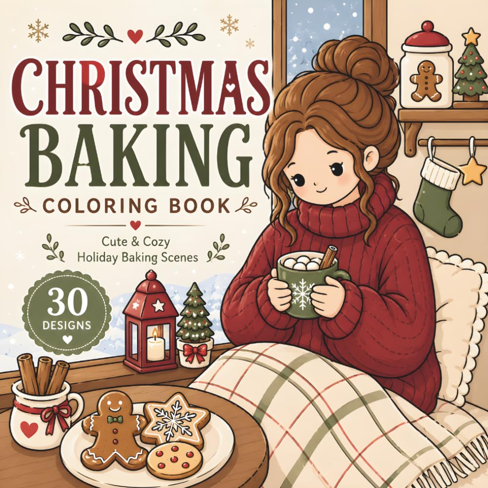 Christmas Baking Coloring Book: Cute & Cozy Holiday Baking Scenes | Bold and Easy Holiday Cookies, Cocoa, Gingerbread, and Cozy Kitchen Scenes for Relaxation and Fun (30 Page Studio)