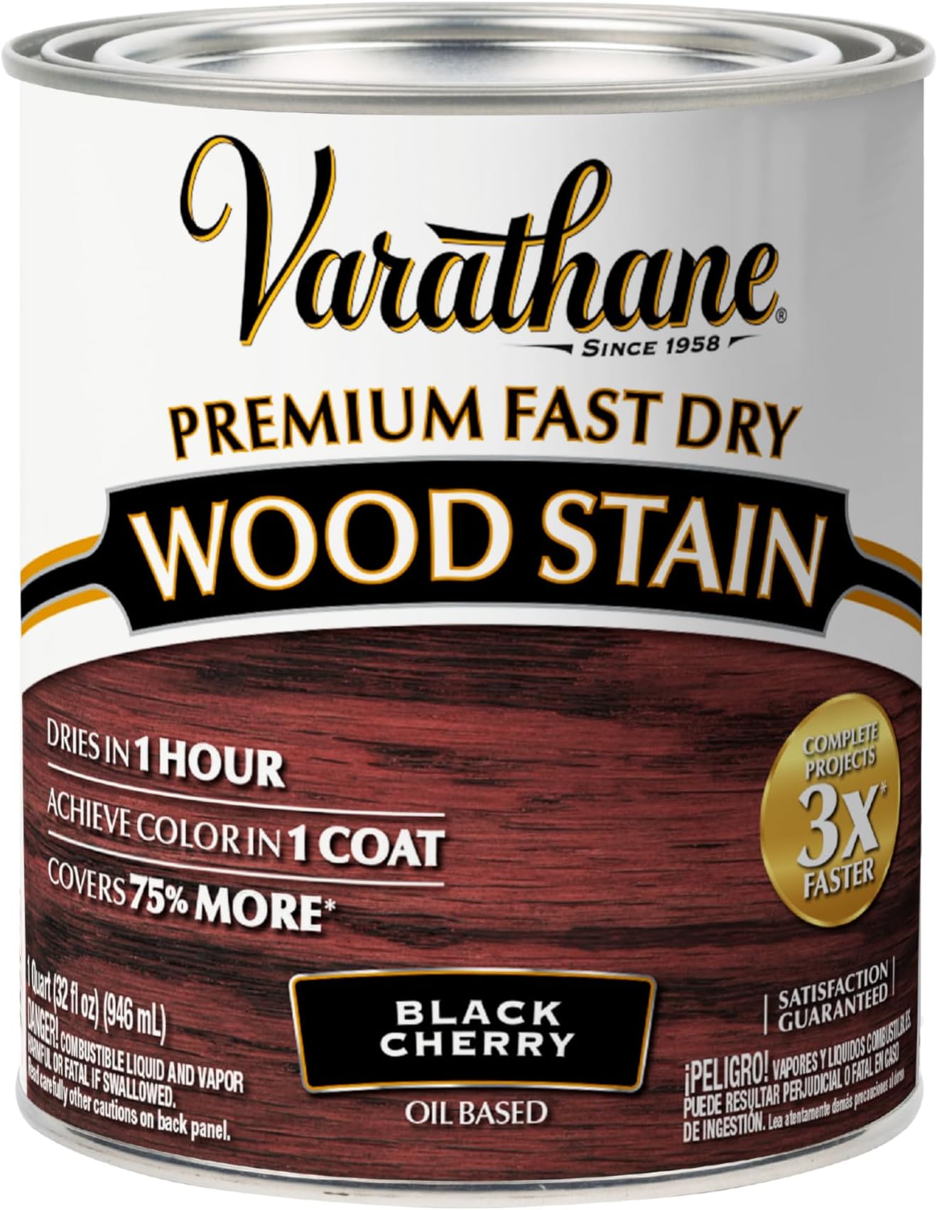 Rust-Oleum Varathane 262009 Premium Fast Dry Wood Stain, Black Cherry, (Quart/946ml)