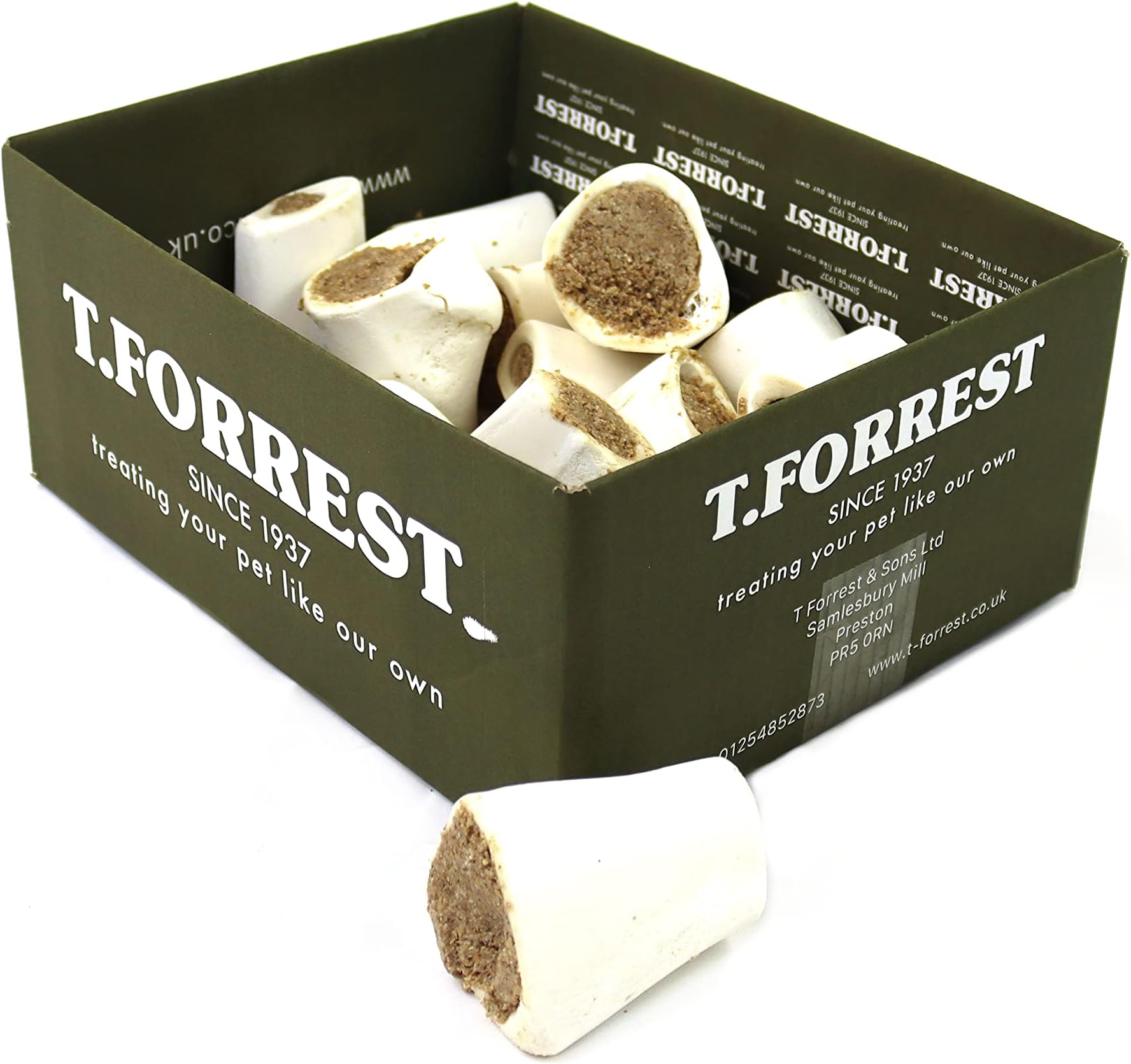 T.Forrest Air-Dried 3" Chicken Filled Bones for Dogs (15 Pack) - 100% Natural, Long-Lasting, Grain-Free & UK Made