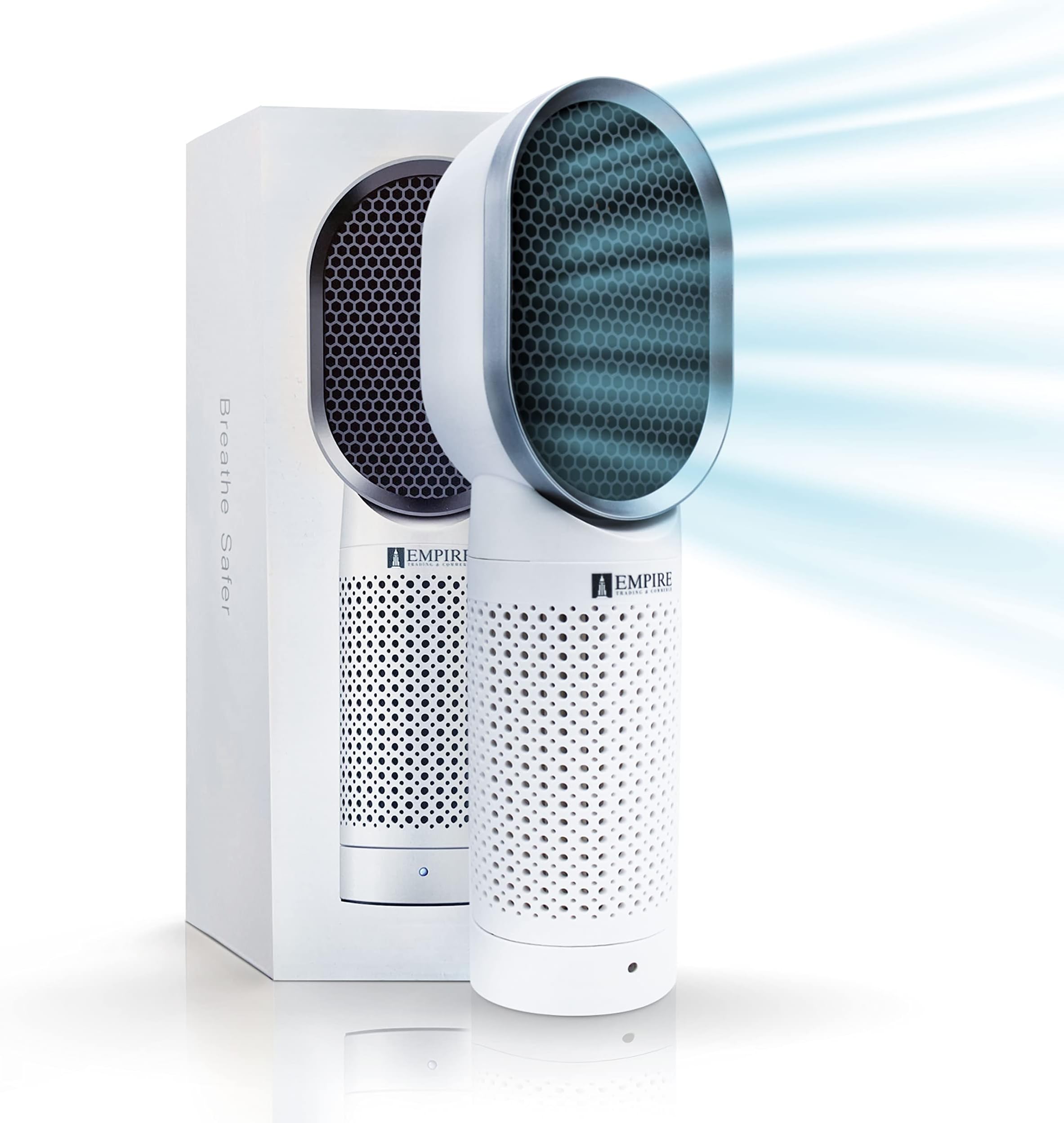 Empire Air Purifier for Bedroom, Ionizer Air Purifiers with Advanced 3 in 1 Stage HEPA FILTER, 40° Rotation System, 28db Noise Level Air Filter, Air Purifiers for Home Large Room & Office - Ozone Free