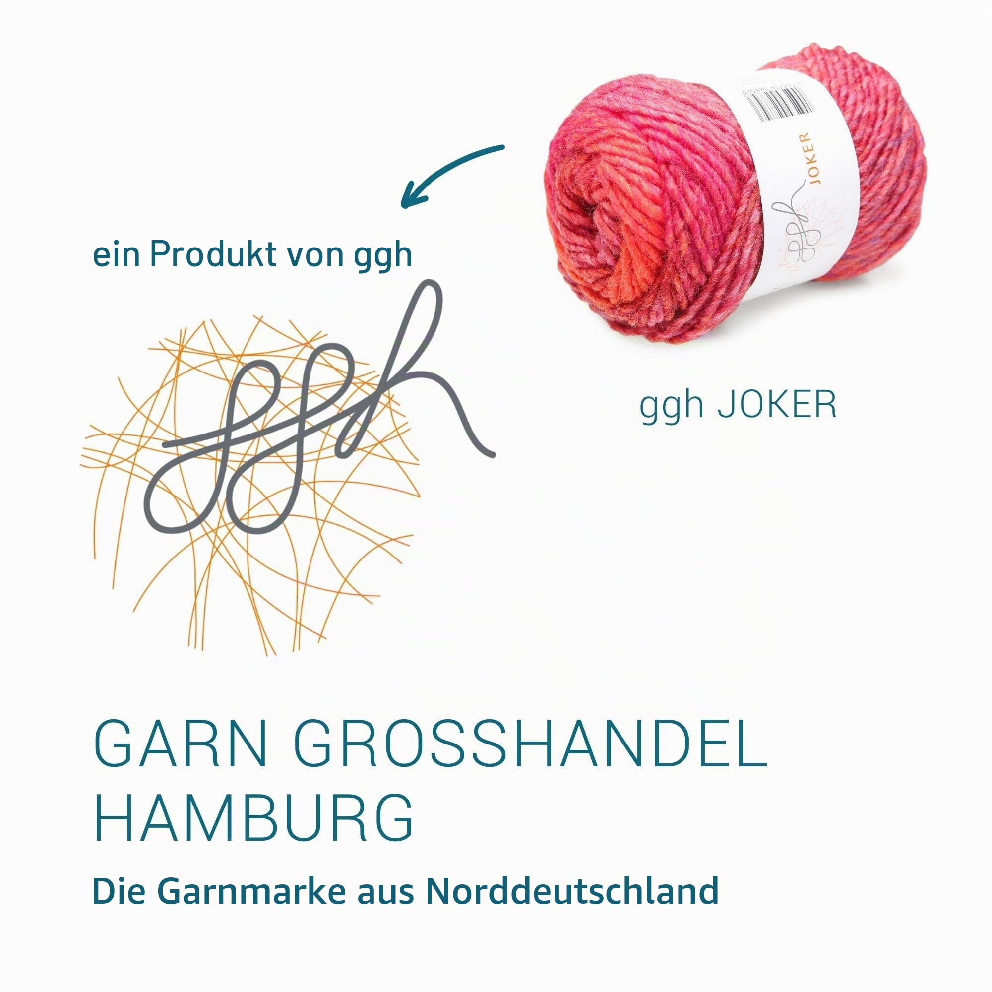 ggh Joker Box - 6 Knäuel - Schurwolle Mischung mit Farbverlauf - Wolle zum Stricken oder Häkeln Farbe 030 - Rot-Lila meliert