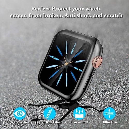 Miniatura 2 de GEAK Juego de 3 fundas para Apple Watch de 1.49 pulgadas, con suave protector de pantalla de alta sensibilidad HD y TPU y protección anticaída de