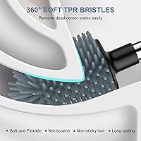 Vista 6 de SetSail Escobilla de inodoro de silicona y soporte para inodoro automáticos para baño con soporte, cepillo limpiador de inodoro ventilado para Negro