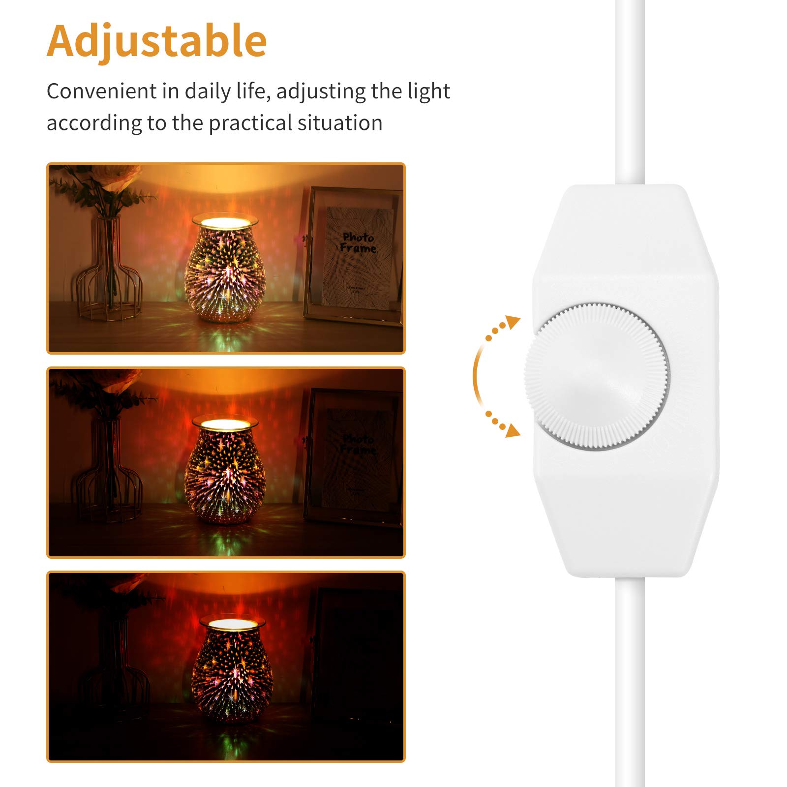 WIGUROE Electric Wax Melt Burners, Glass Fragrance Wax Melt Lamp with 3D Star Pattern - Image 4