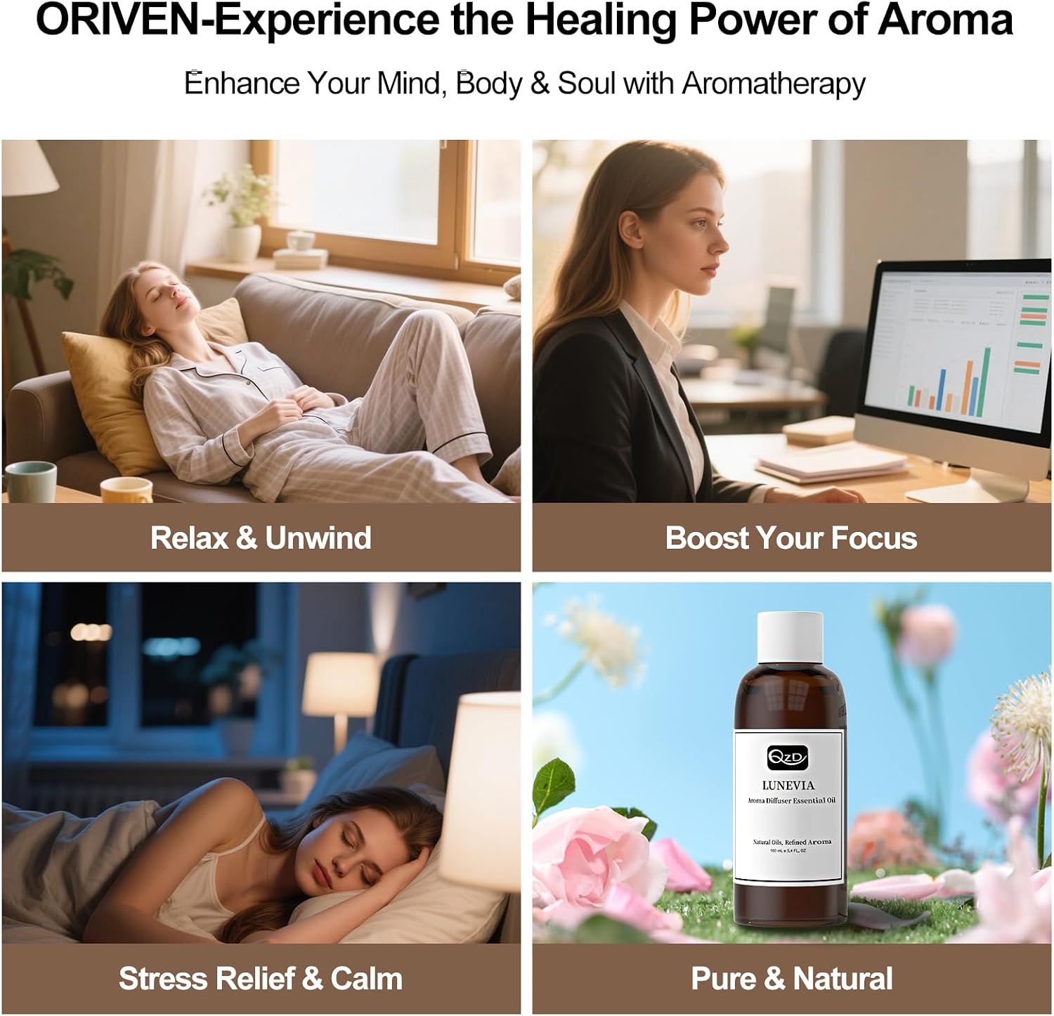 ORIVEN Aroma Oil – 160ML Fruity & Musky Woody Scent Refill for Cold Air Diffuser, Amber & Oakmoss Fragrance, Luxury Essential Oil for Evening & Office Home Use