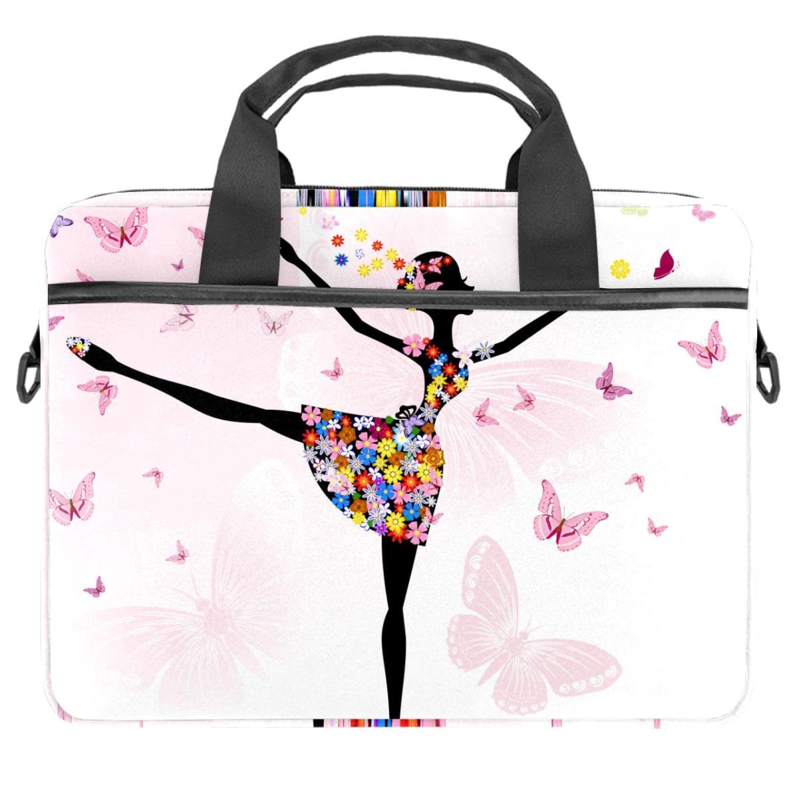 Sac ordinateur 13-14 pouces imprimé fleurs et papillons roses