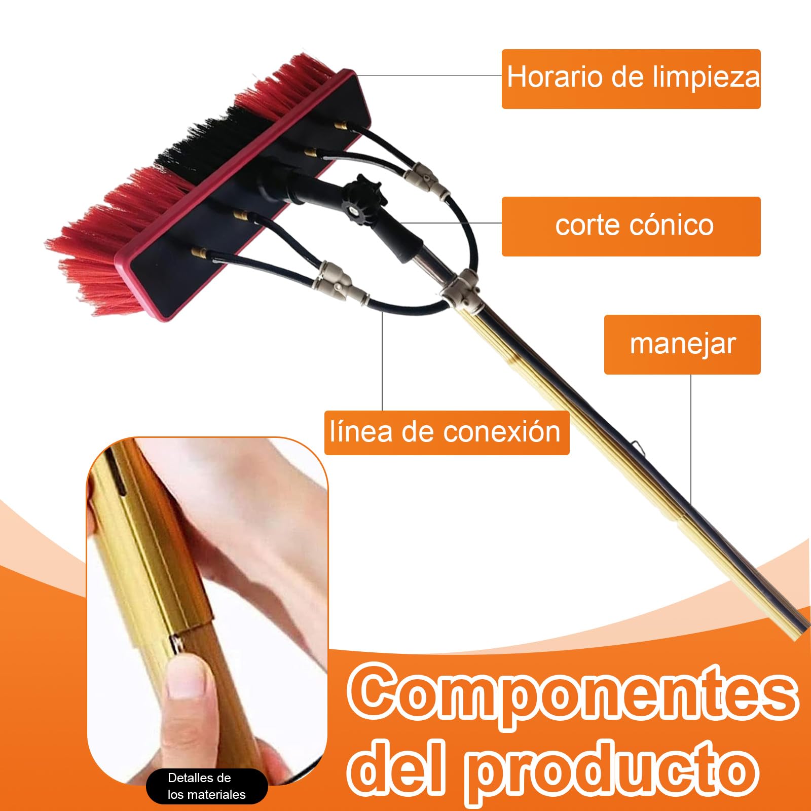 Palo telescopico Limpieza, 10m Limpieza de Cristales Pole/Agua alimentada telescópico Cepillo/Cleaner Extensible Conservatorio Roof Apto para fotovoltaica Panel CleaningTrucks de Windows