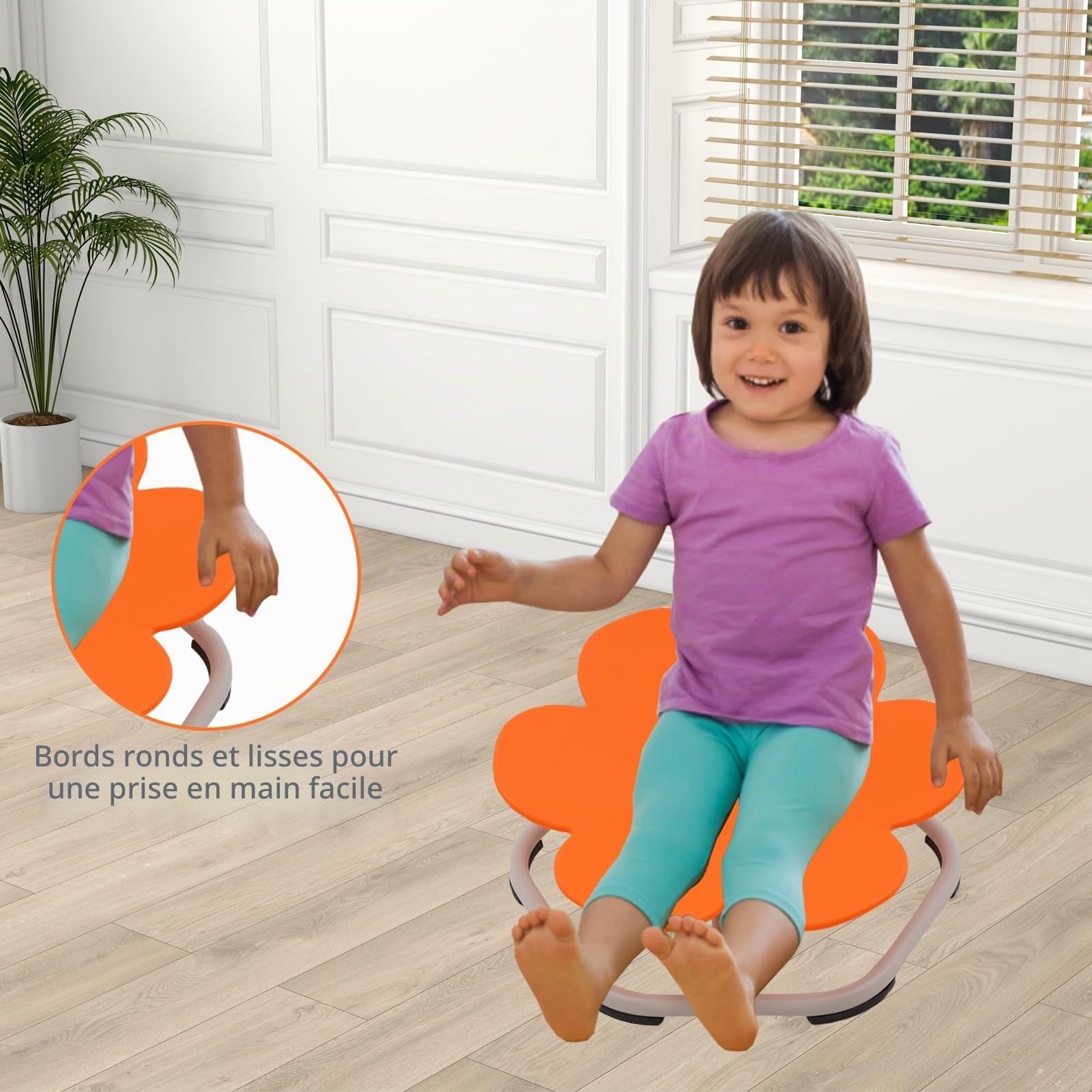 Chaise pivotante sensorielle pour Enfants, siège pivotant à 360°, Coordination et equilibre du Corps Autistes avec Base en métal antidérapante et Assise Confortable
