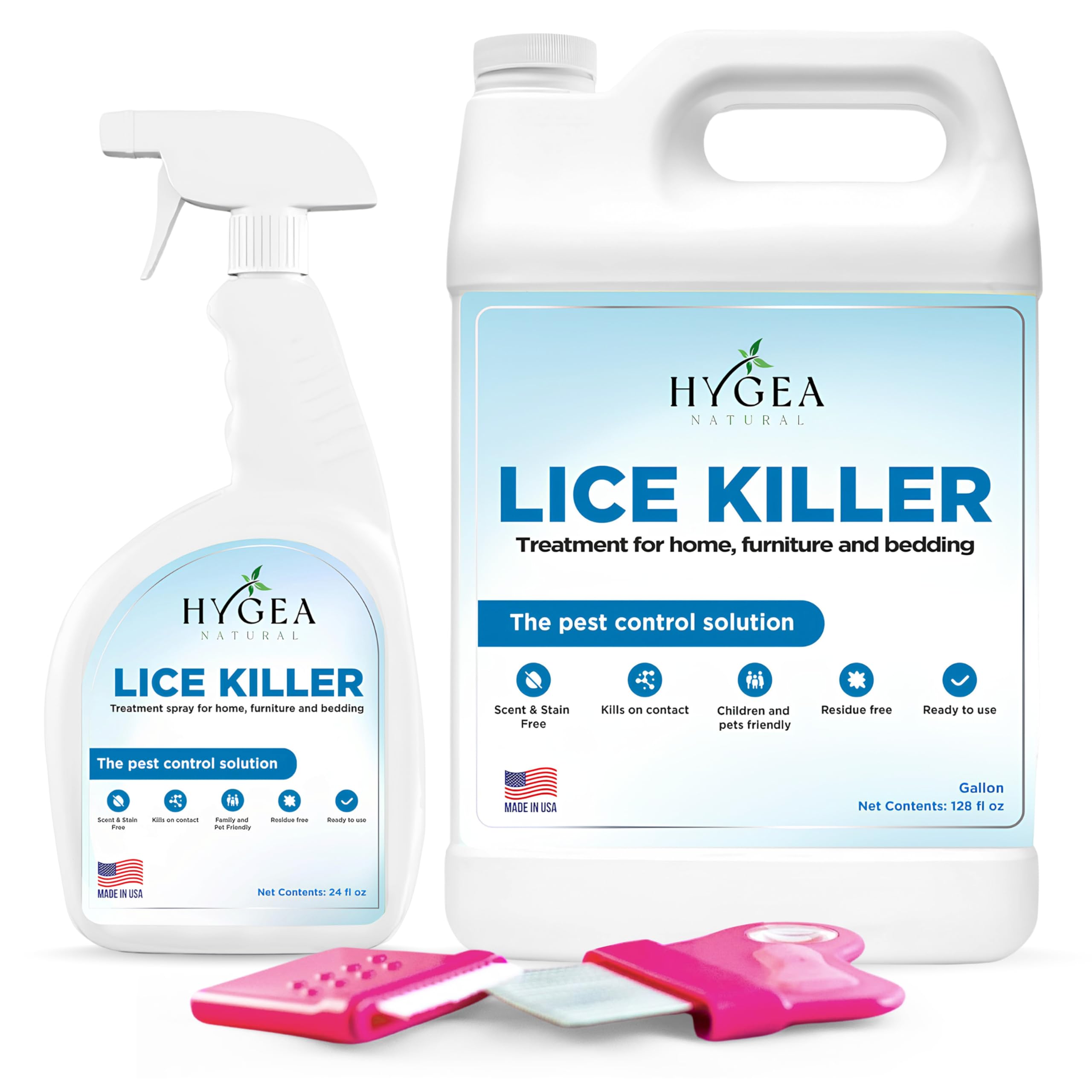 Hygea Natural Lice Kit | Spray Refill &amp; Comb with Magnifier