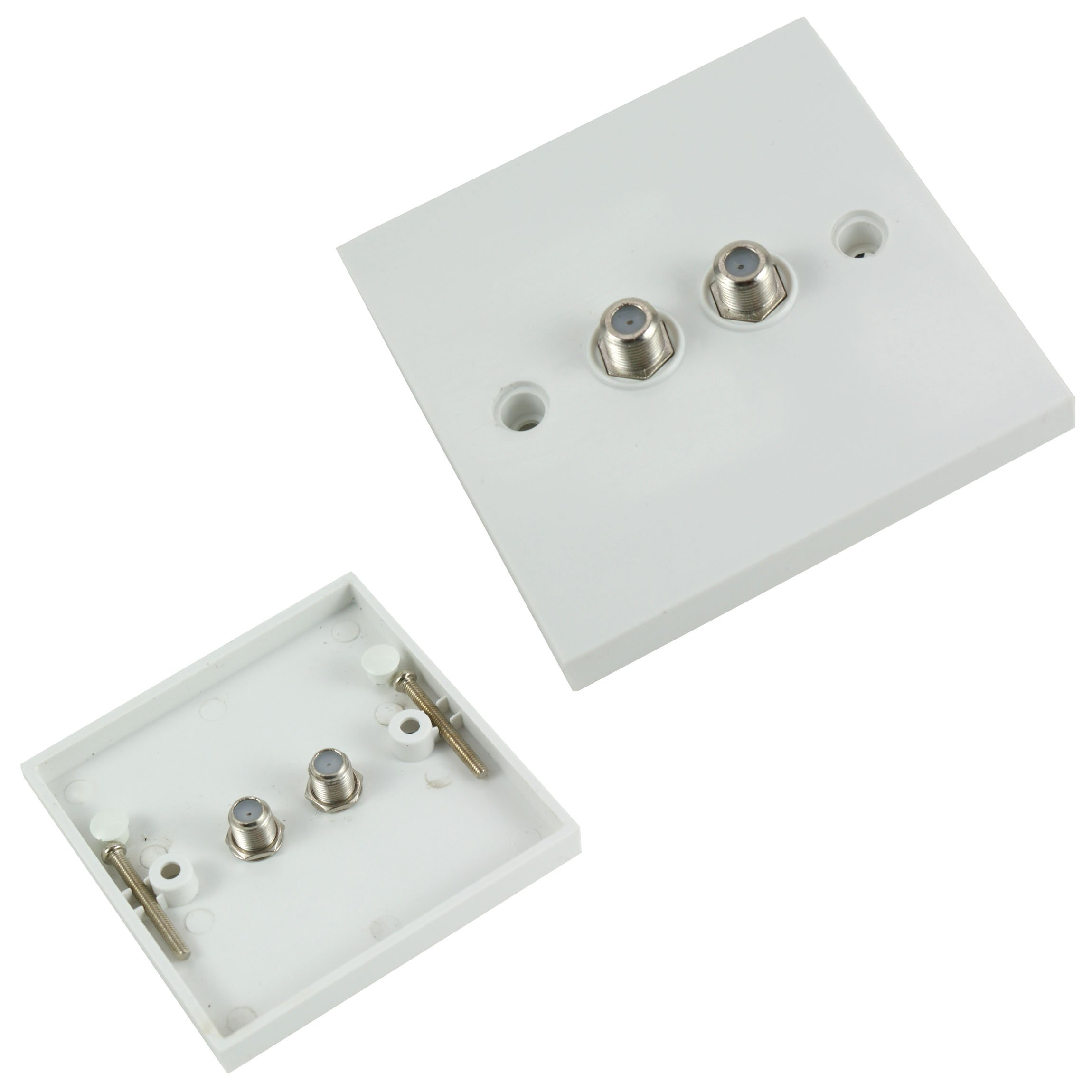 Loops Double/Dual F Type Connector Wall Face Plate Outlet -Sky Plus Satellite Screw