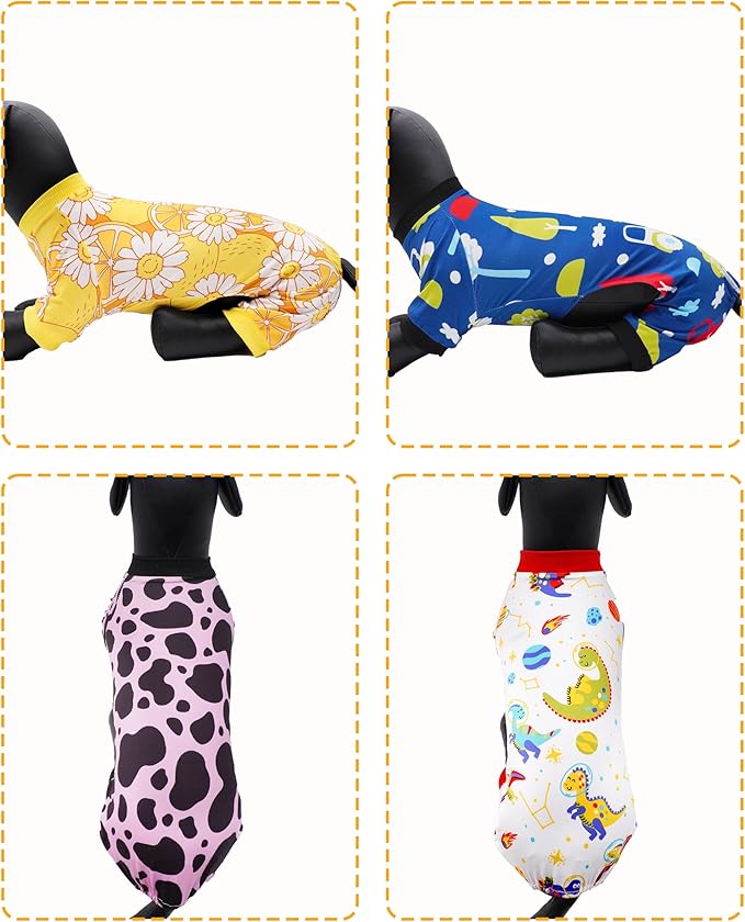PET SHOW 4 Pack Pijamas para Perros Pequeños Disfraces Dinosaurio Vaca miniatura 4