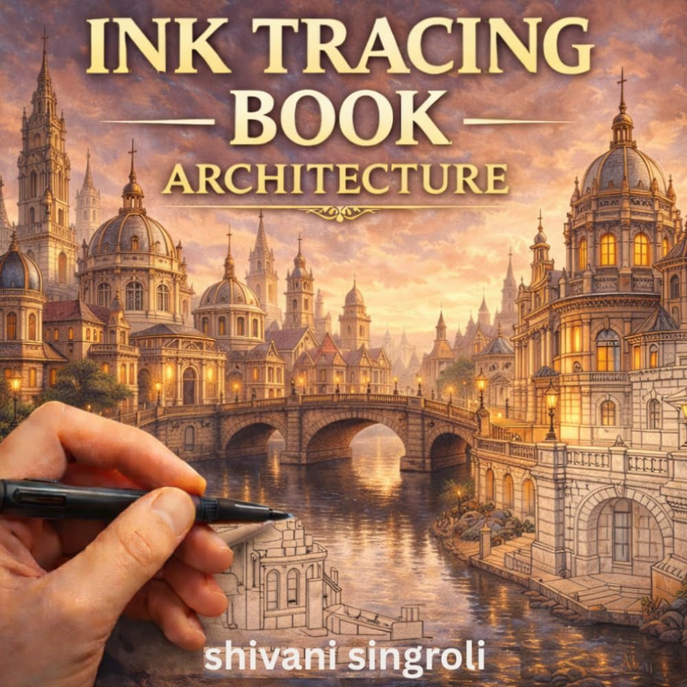 Ink Tracing Book Architecture: A Reverse Coloring Book With Architecture And Botanical Designs