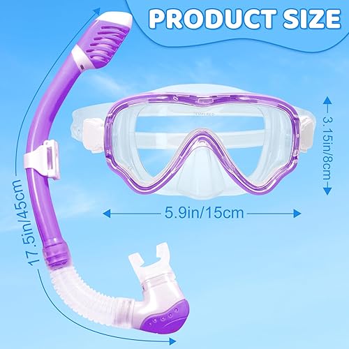 Miniatura 5 de Kids Snorkel Set for Boys Girls Youth 3-14, Wide View, Anti-Fog Snorkel mask Set, Snorkeling Gear for Swimming Diving