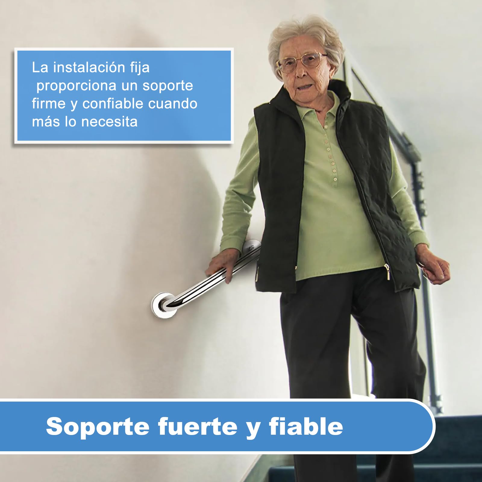 YF Barra de Agarre para Baño, Asidero de Seguridad Antideslizante de Acero Inoxidable, 80 cm Agarradera Resistente para Ducha, Bañera, Inodoro, Cocina y Escaleras, Uso Interior y Exterior