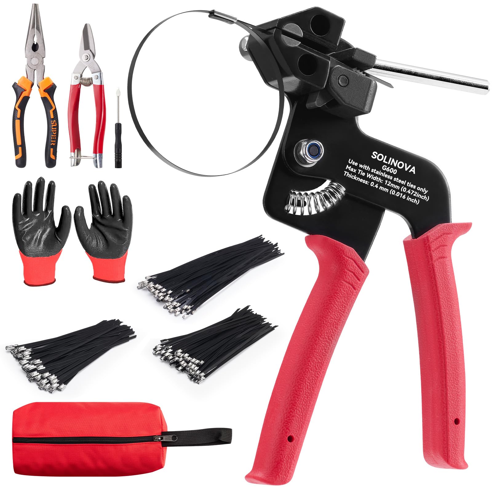 Heavy Duty Stainless Steel Cable Tie Gun Set for Outdoor Projects