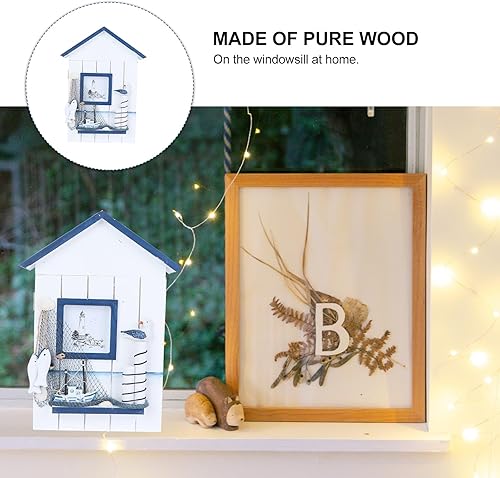 Vista 4 de Hemoton Caja de llaves con cerradura para llaves de madera con diseño de pájaro azul náutico, gabinete decorativo costero para organización