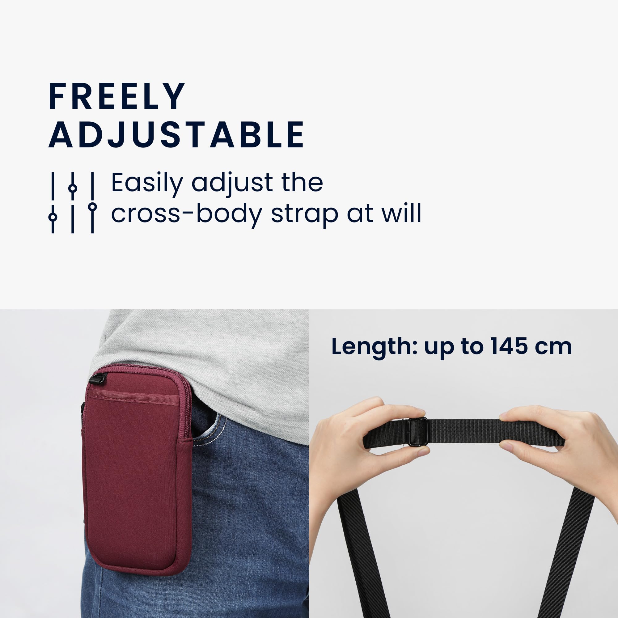 kwmobile Etui na telefon do noszenia na szyi dla XL - 6,7/6,8" - Pokrowiec z paskiem - Pokrycie neoprenowe z zamkiem błyskawicznym - 17,2 x 8,4 cm - Etui naszyjnik w kolorze ciemnoszarym