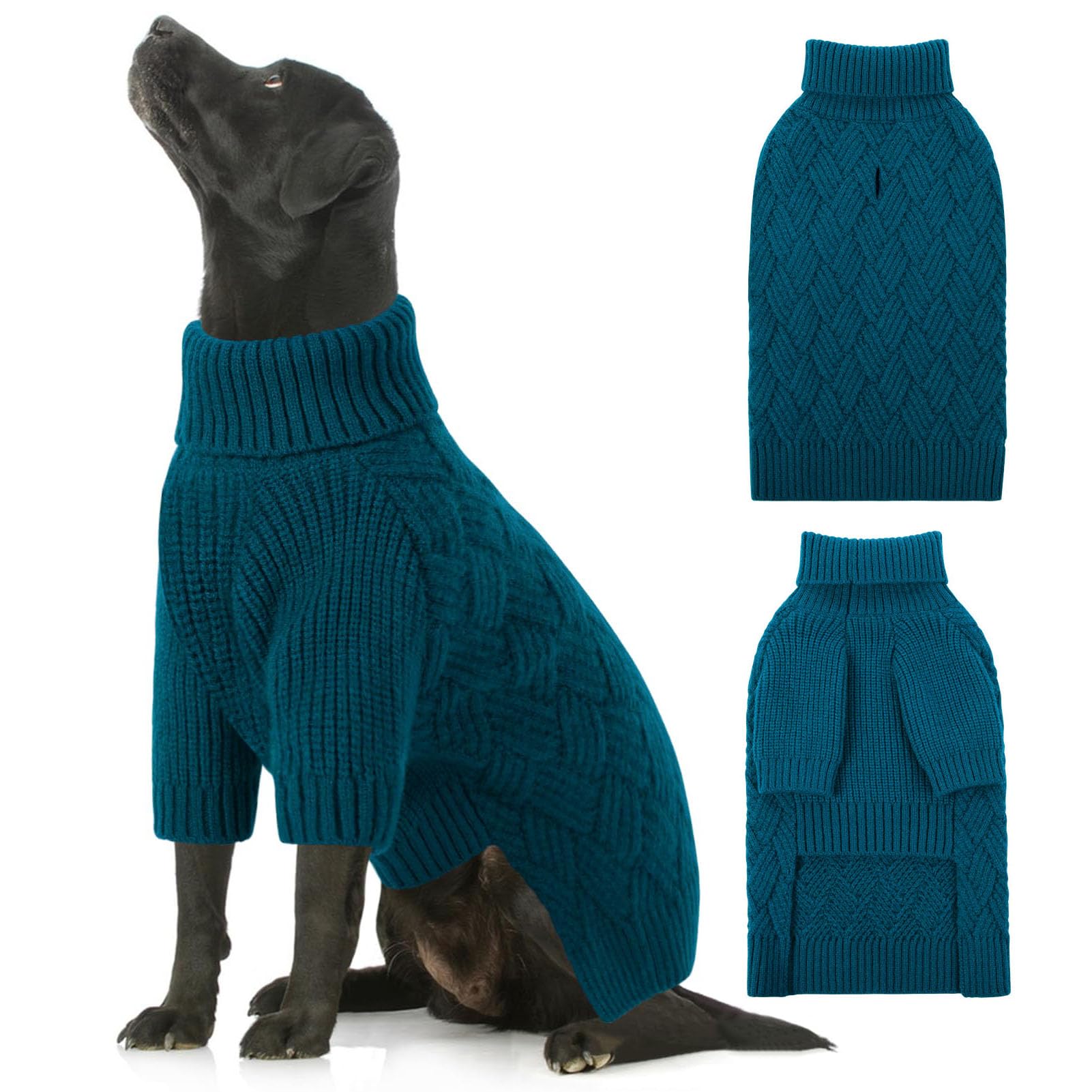 AOFITEE Maglione per Cane, Invernale Maglioncino per Cane Taglia Grande con Collo Alto, Morbida e Calda Croci Maglioncini Pet con Maniche, Maglioni Cani Blu per Dobermann, 2XL