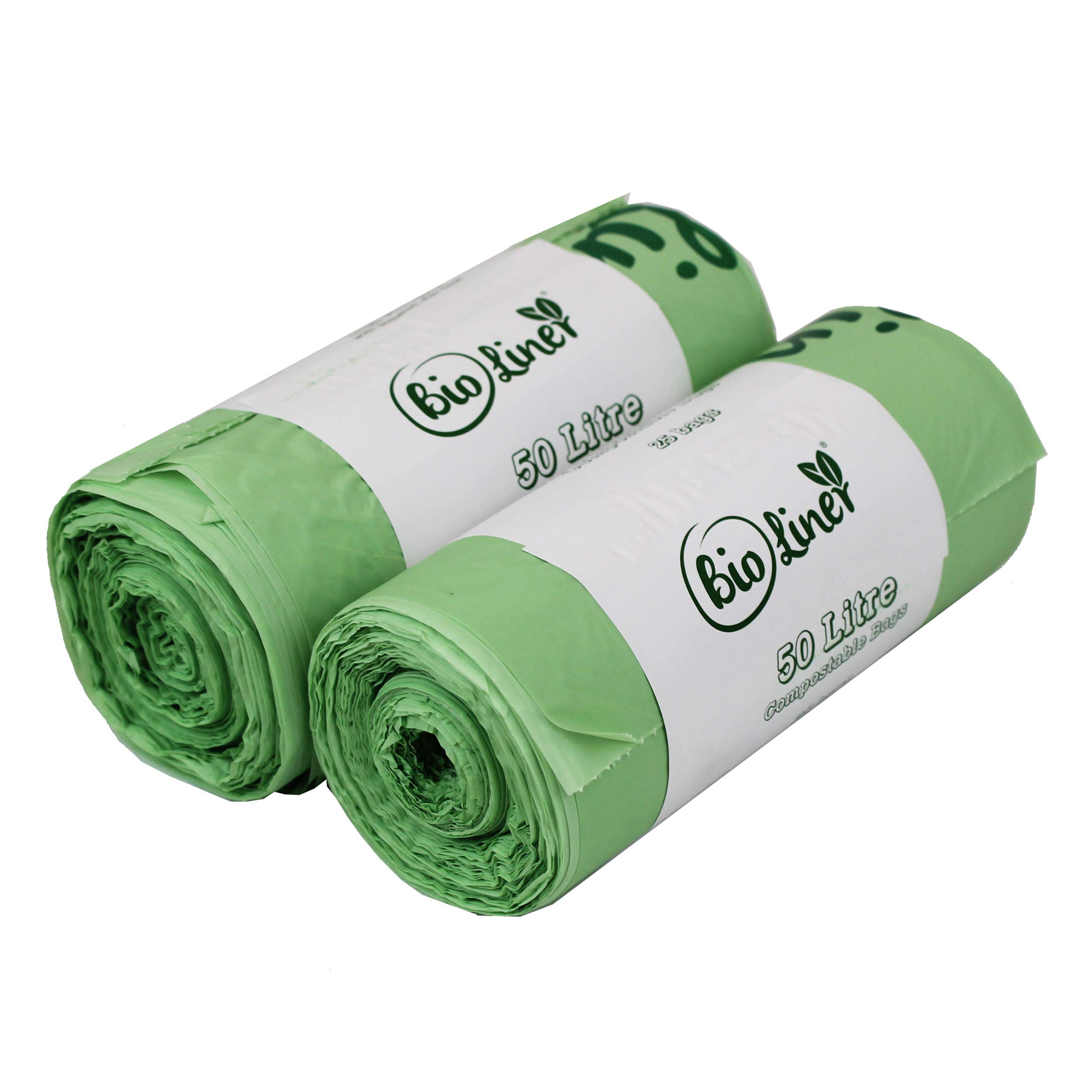 Bioliner 50 Litre Compostable Bags For Swing Bins & Dustbins - Green / 2