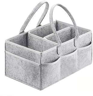 Baby Diaper Caddy Organize,Nursery Basket Set,Boys Girls Nursery Storage Bin,Large Nursery Holder Tote with Removable Compartments,Car Organizer for Diapers and Baby Wipes Newborn Essentials (Gray)