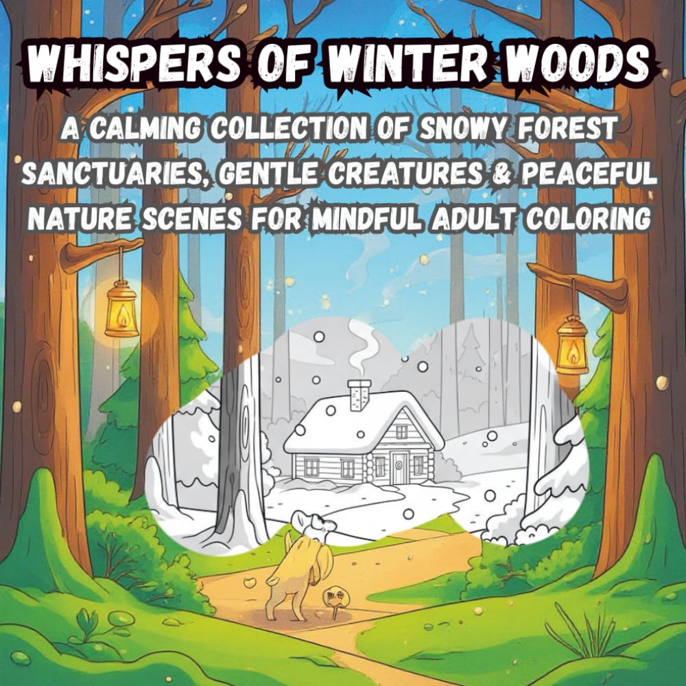 Whispers of Winter Woods: A Calming Collection of Snowy Forest Sanctuaries, Gentle Creatures & Peaceful Nature Scenes for Mindful Adult Coloring (Coloring Book)