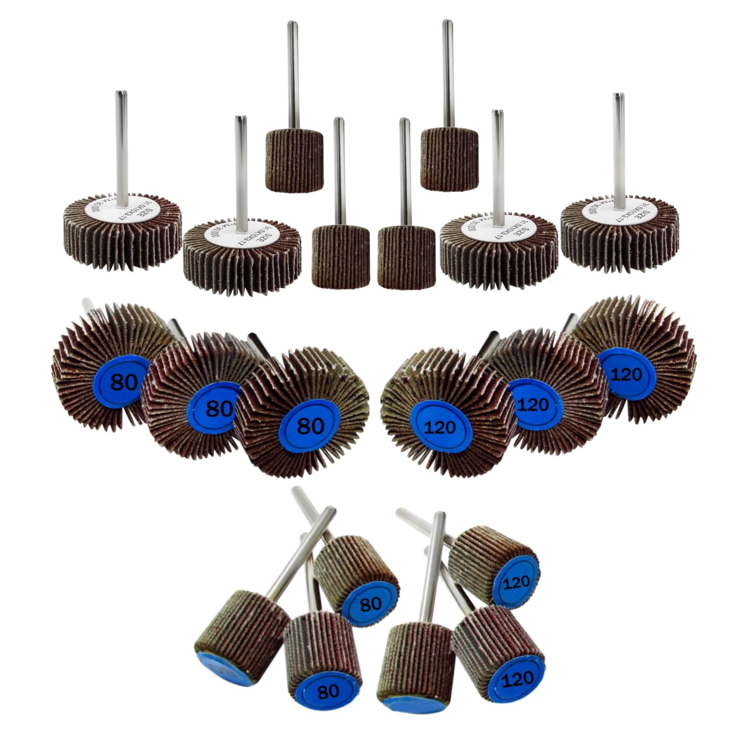 Mini Flap Sanding Wheel Rotary Tool Accessories Kit, 1/8-inch Shank, Pack of 20