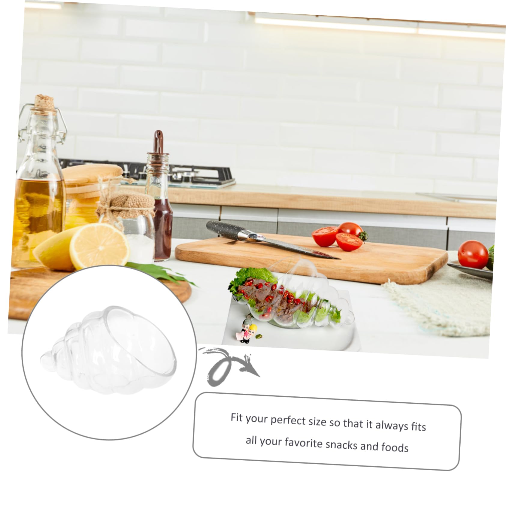 Cabilock Saladier Verre Escargot Bol de Service Transparent Présentoir Alimentaire