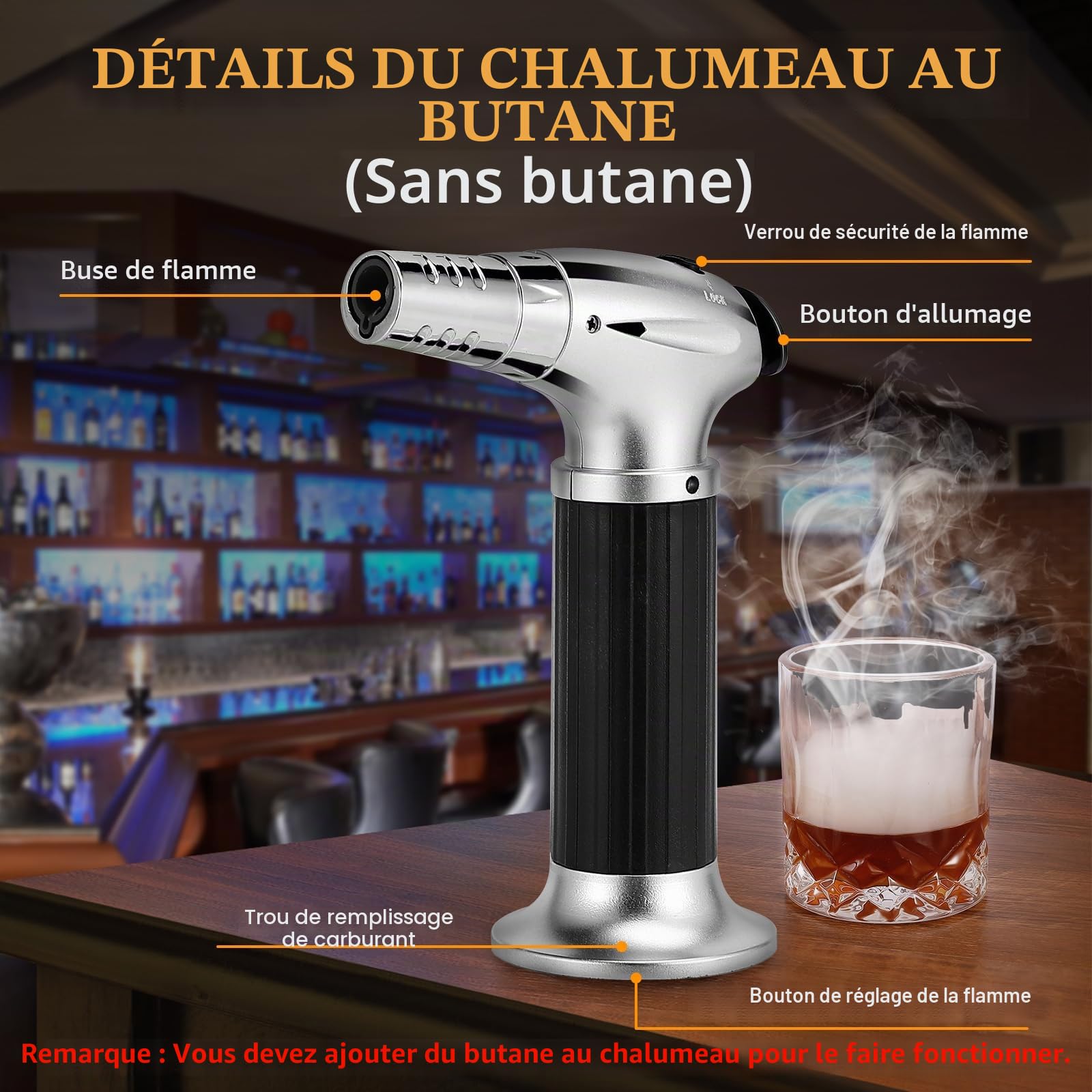 Kit fumoir à whisky avec torche, 2 verres, 6 saveurs de copeaux de bois, 2 moules, infuseur traditionnel, cadeau père, mari